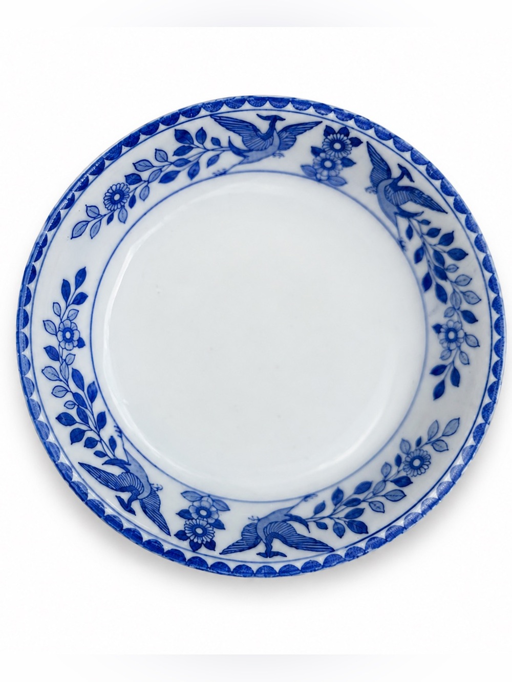 Antique Nippon Royal Sometuke 10733 Twin Phoenix Blue White Bowl 5.25”